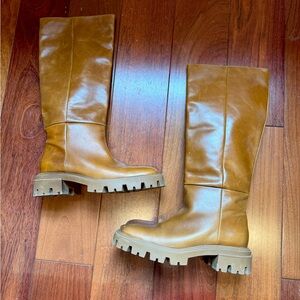 Zara knee high brown tall riding boots